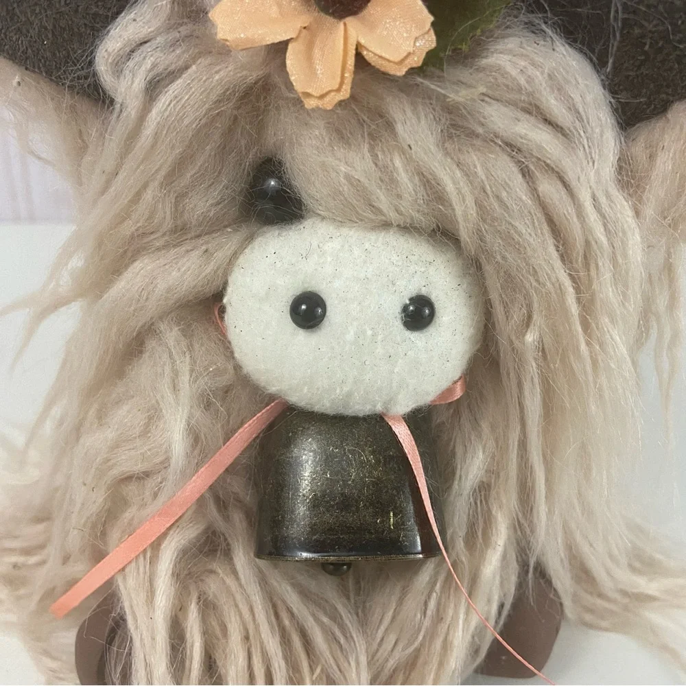 Highland Cow Coo Gnome Champagne Mongolian Fur Cowboy Hat Handmade Farmhouse - Picture 11 of 14